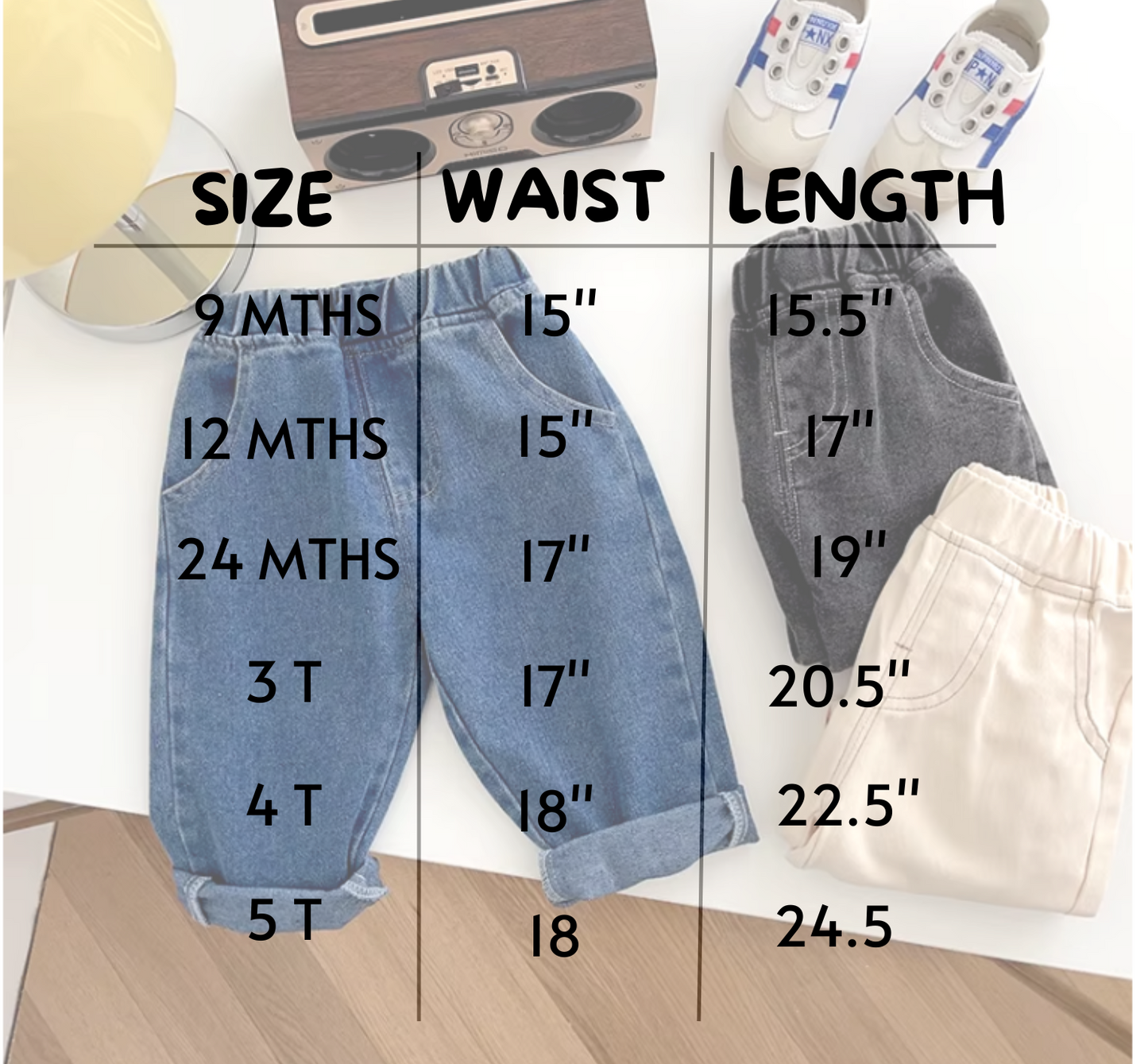 Kids Casual Baggy Jeans.