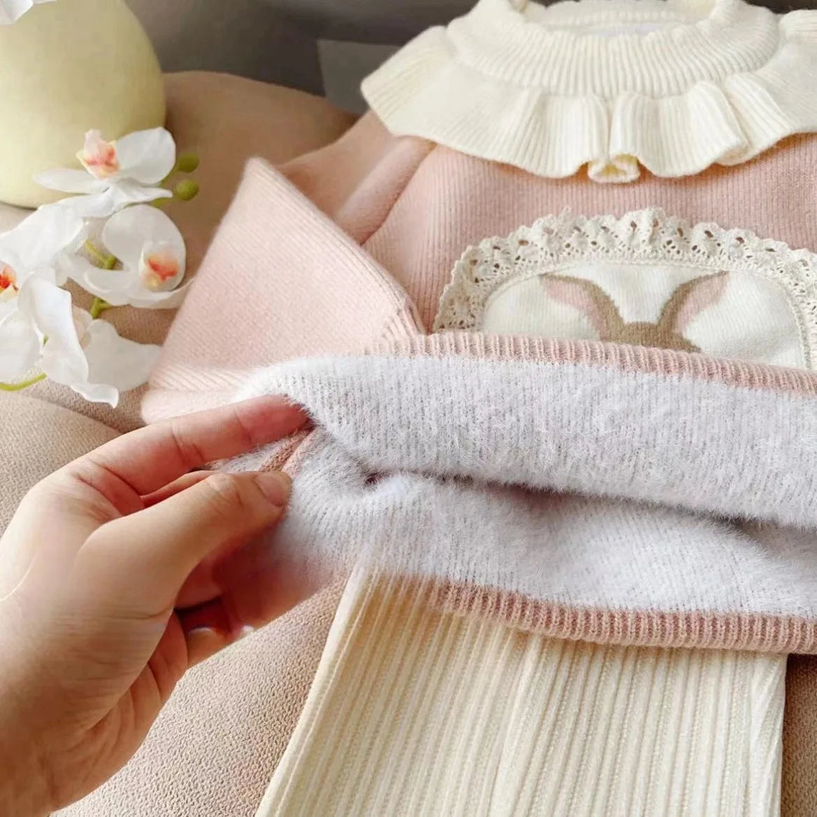 Sweater And Fleece Pants Two-Piece Set