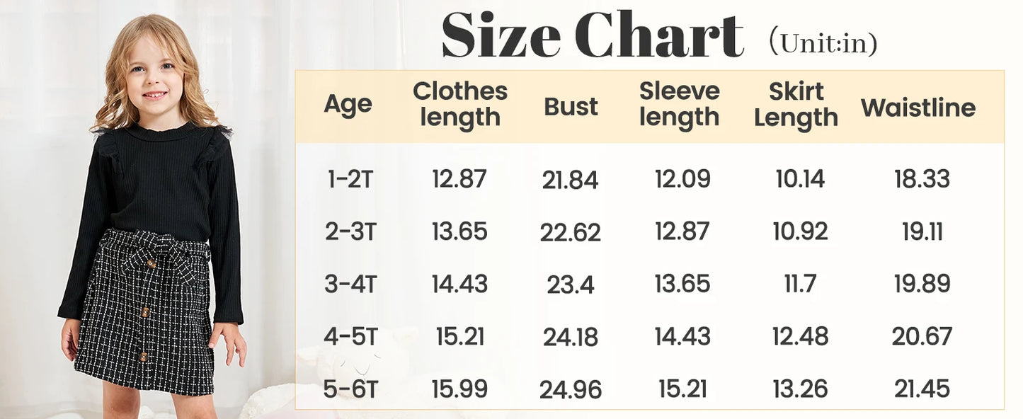 Long Sleeve Ribbed Girls Sweatshirt And Skirt.