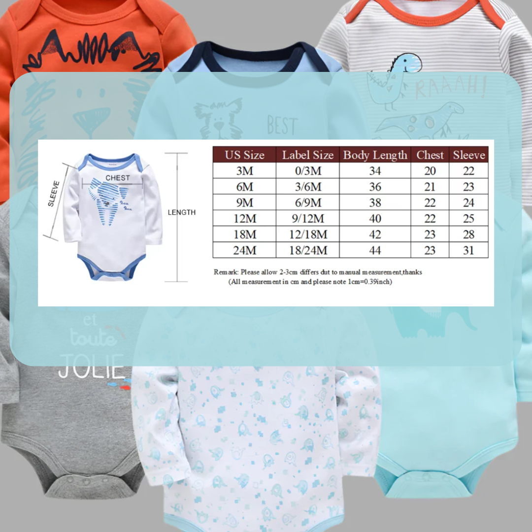 Sets of 3 or 6 Long Sleeves Body suits 0 - 12M
