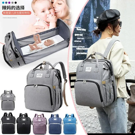 Backpack Diaper And Folding Baby Bed