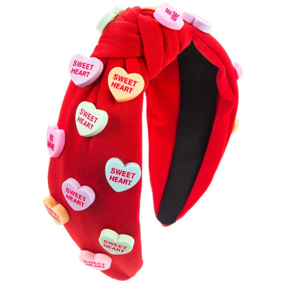 Valentine Candy Heart Knotted Headband.