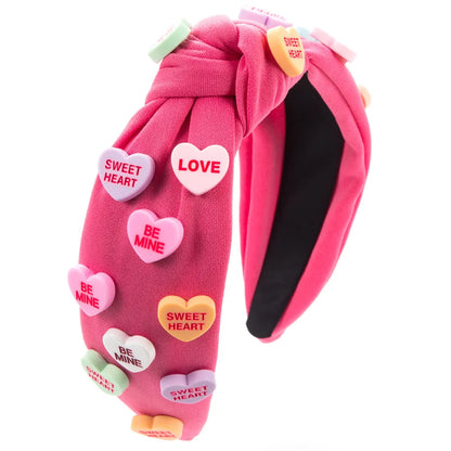 Valentine Candy Heart Knotted Headband.